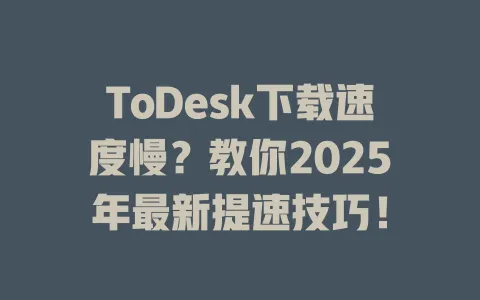 ToDesk下载速度慢?教你2025年最新提速技巧!-ToDesk官网 - ToDesk下载