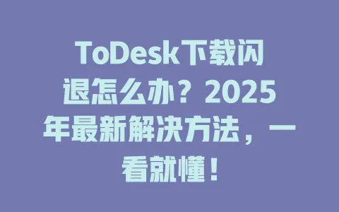 ToDesk下载闪退怎么办?2025年最新解决方法,一看就懂!-ToDesk官网 - ToDesk下载